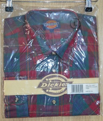 Dickies Twill P/C langärmliges kariertes Karohemd mit Knopfleiste - Large neu mit Etikett Deadstock