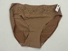 Soma Vanishing Edge Cotton w/ Lace High Leg Panty Brief Warm Amber Sz L NWT
