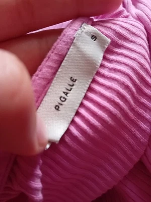 Pigalle T-shirt femme S rose côtelé tricot extensible col rond manches longues - Photo 1/4
