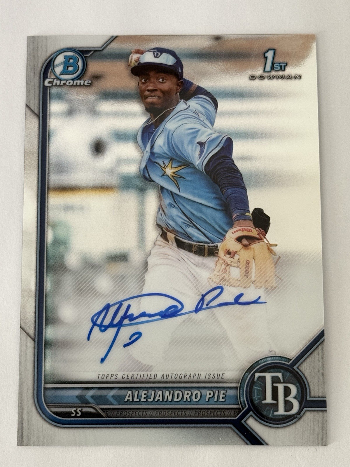 2022 Bowman Chrome Alejandro Pie Auto 1st Bowman CPA-AP Tampa Bay Rays