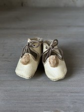 Chaussures Poupée Ancienne Doll Shoes Cuir Blanc