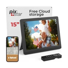 PixStar 15 inch Large Digital Frame WiFi | Free Unlimited Cloud | Share Video...