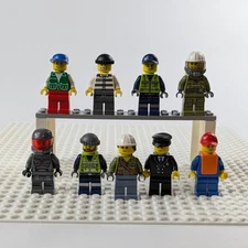 Lego City Minifigures Lot 9 Garbage Man Volcano Explorer Pilot Crewman Boy Space
