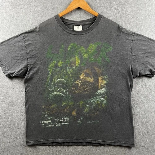 Slayer Shirt Mens XL Black Green Faded Skull Tour 90 1990s vintage concert t-shirt, vintage, size XL, single stitch, B+ condition