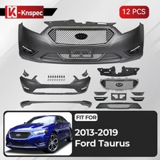 Front Bumper Cover Kit For 2013-2019 Ford Taurus Black Chrome Grille Assembly