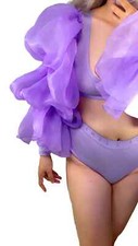 Purple Gloves Fingerless Wedding Oversize CLOUD SLEEVES 100cm Organza Lace Tulle