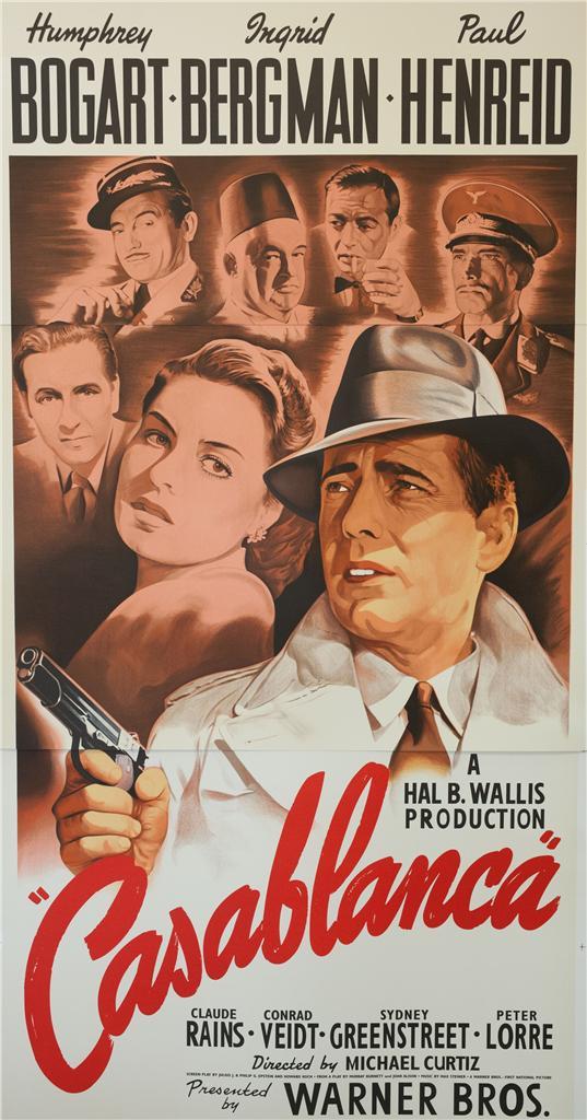 Casablanca Vintage 3 Sheet Movie Poster Fine Art Lithograph Humphrey