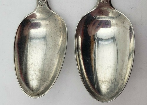 2 cucchiaini da zuppa ovali in argento moneta d'epoca con monogramma "Ella" (#17) - Foto 3 di 11