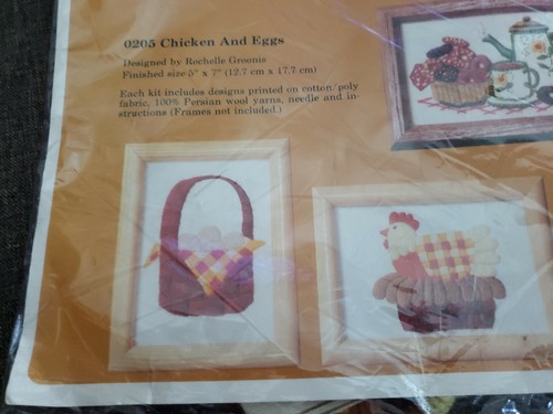 Creative Circle "Chicken & Eggs" Crewel Kit~2 Pictures Vintage 1979 MPN 0205 - Picture 2 of 4