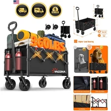 Foldable Lightweight Utility Shopping Cart with Wheels for Grocery Camping Beach