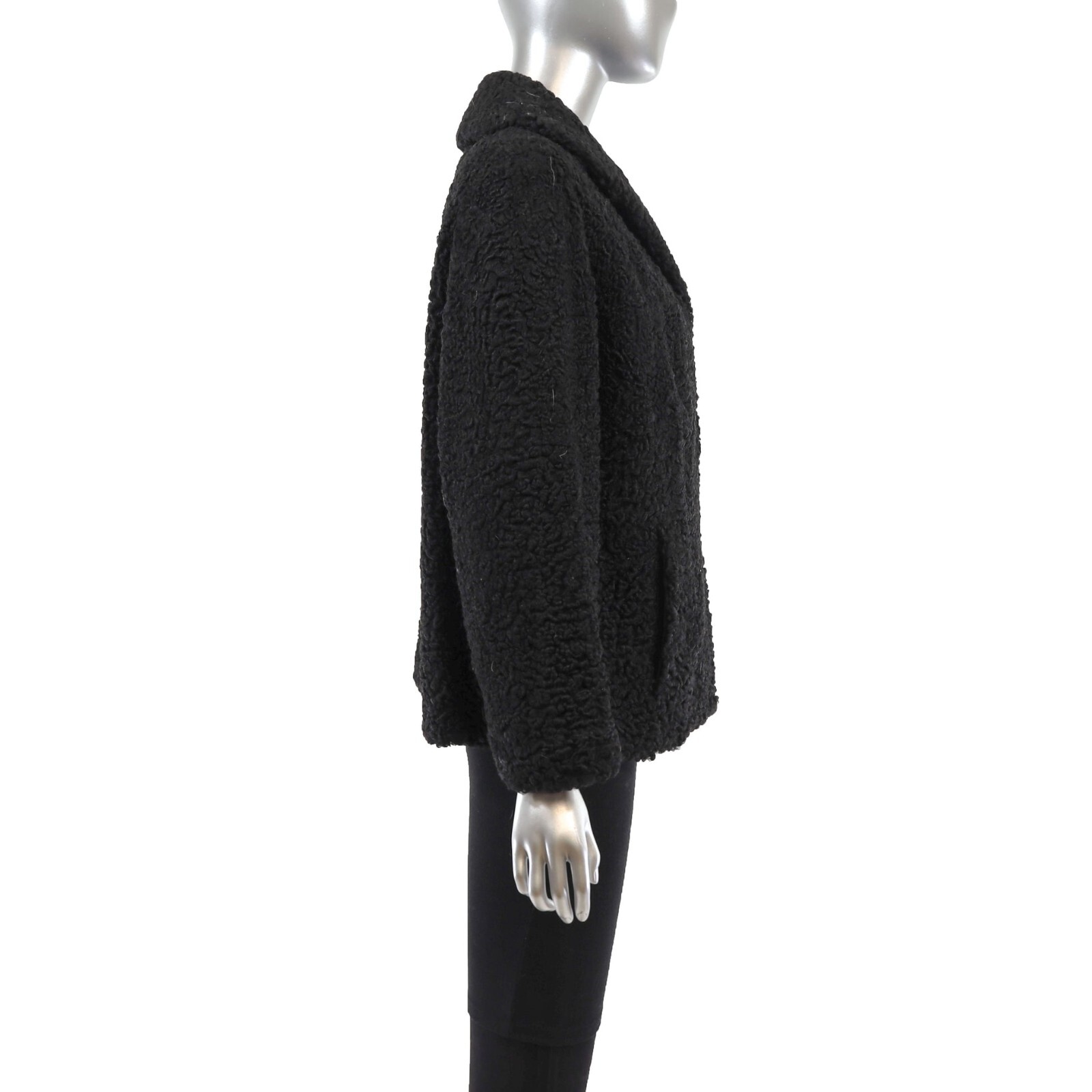 New Genuine Women Classic Style Astrakhan Fur Coat In Black Handmade Jacket New image 4