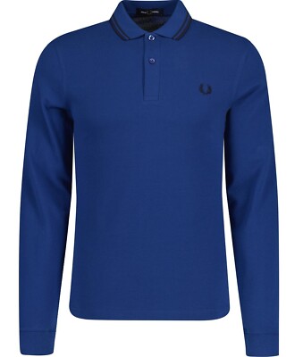 FRED PERRY LONG SLEEVE TWIN TIPPED POLO SHIRT M3636 R31 COBALT NEW WITH TAGS eBay