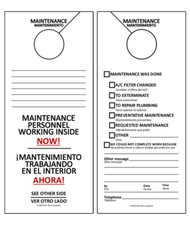 Maintenance Door Hanger Tags - Bilingual for Property Rentals Airbnb (50 Pack) 