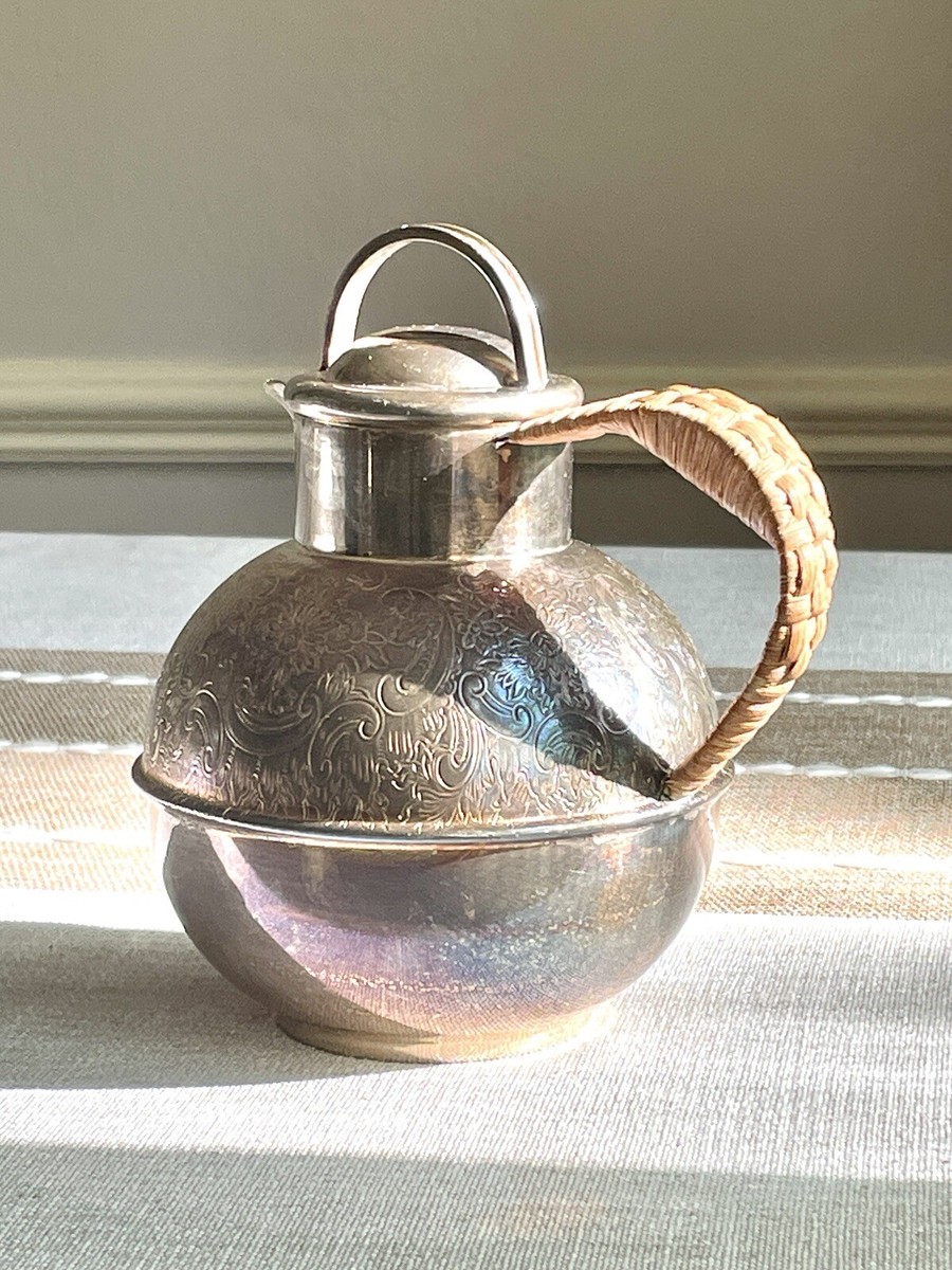 1950s Barker Bros Silver Electro Plated Nickel, Wicker Handle Tea