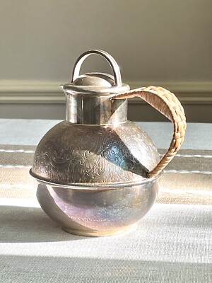 【Barker Ellis】 ビクトリアンのサービス 4点　ティーポット 1950s Barker Bros Silver Electro Plated Nickel, Wicker Handle Tea