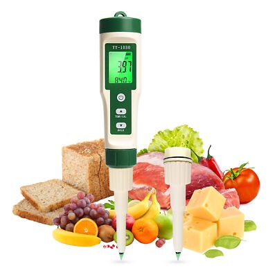 Digital pH Meter for Food,Food PH Tester 2 Probe 0.01 Resolution High Accurac...