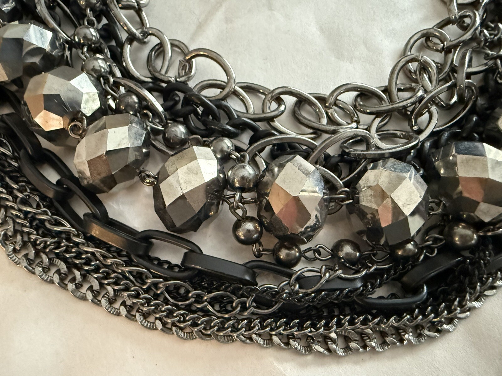 Dramatic Layered Statement  21” Gunmetal Silver a… - image 3