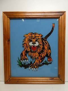VINTAGE RICHMOND TIGERS VFL AFL FOOTBALL CLUB HAND MADE FOIL TIGER PAINTING ART