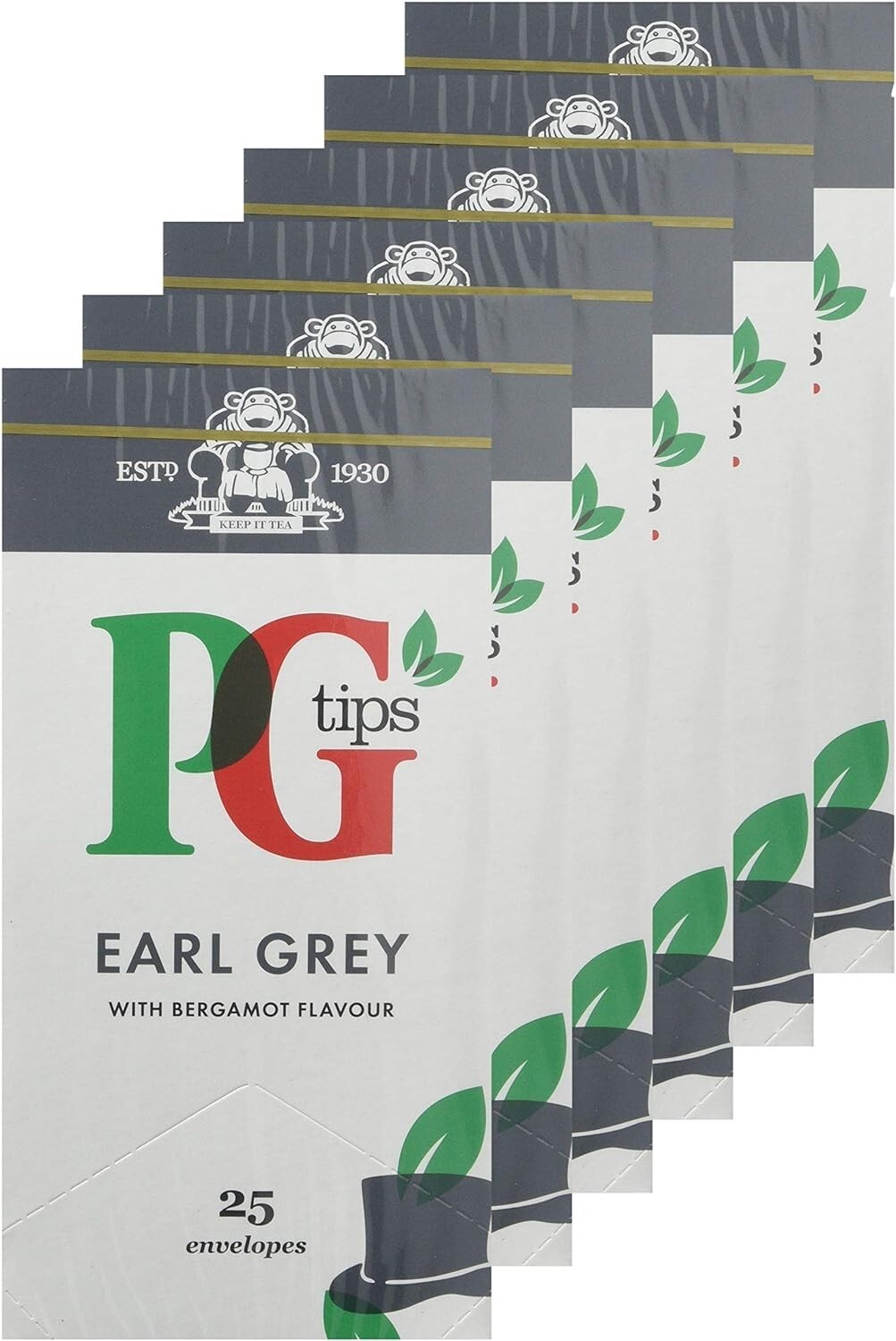 PG Tips, Earl Grey Tea, Individually Wrapped Tea Bags, Bulk Pack of 6