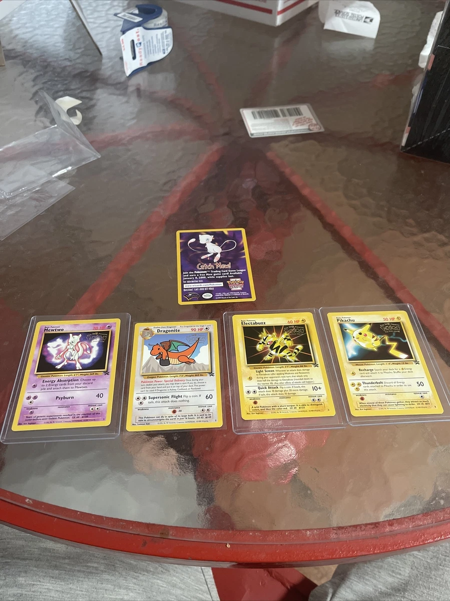 Pokemon Movie Promo Card Set of 4 Electabuzz, Dragonite, Pikachu, and Mewtwo : Toys & Games