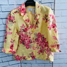 Emma James Jacket Yellow Pink Flowers Summer Wedding Vintage Womens Sz Us12/u16