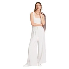 NWT LOFT Versa Crepe Drape Palazzo Pant in White Clay Size 10 New With Tags