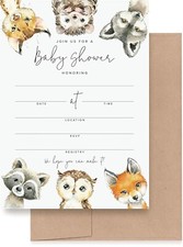 Baby Shower Invitations Woodland Animals Party 5 x 7 Cards New