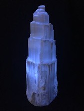 10" Large Selenite Lamp Carve Crystal Lamp Multi Color Selenite Lamp Tower Lamp.