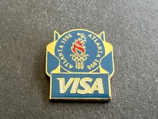 Vintage - VISA - Atlanta 1996 Olympics Torch Rings Souvenir USA Pin