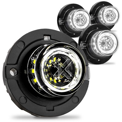 4pc White 12W LED Hideaway Strobe Light SAE Waterproof Flashing Warning Hazard
