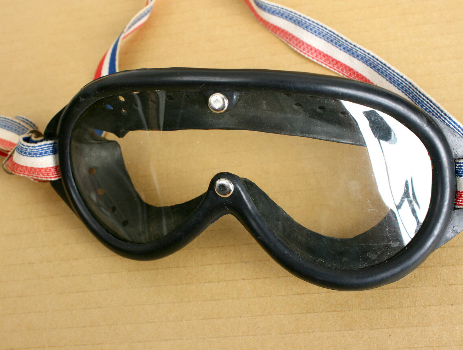 RARE Vintage 1970's Swan Vented Motorcycle Racing Goggles - Made