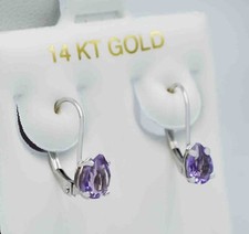GENUINE 1.60 Cts AMETHYST DANGLING EARRINGS 14K WHITE GOLD -FREE APPRAISAL