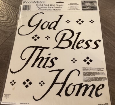 RoomMates Peel & Stick DecalDecor Sticker Wall Decals Quote God Bless This Home