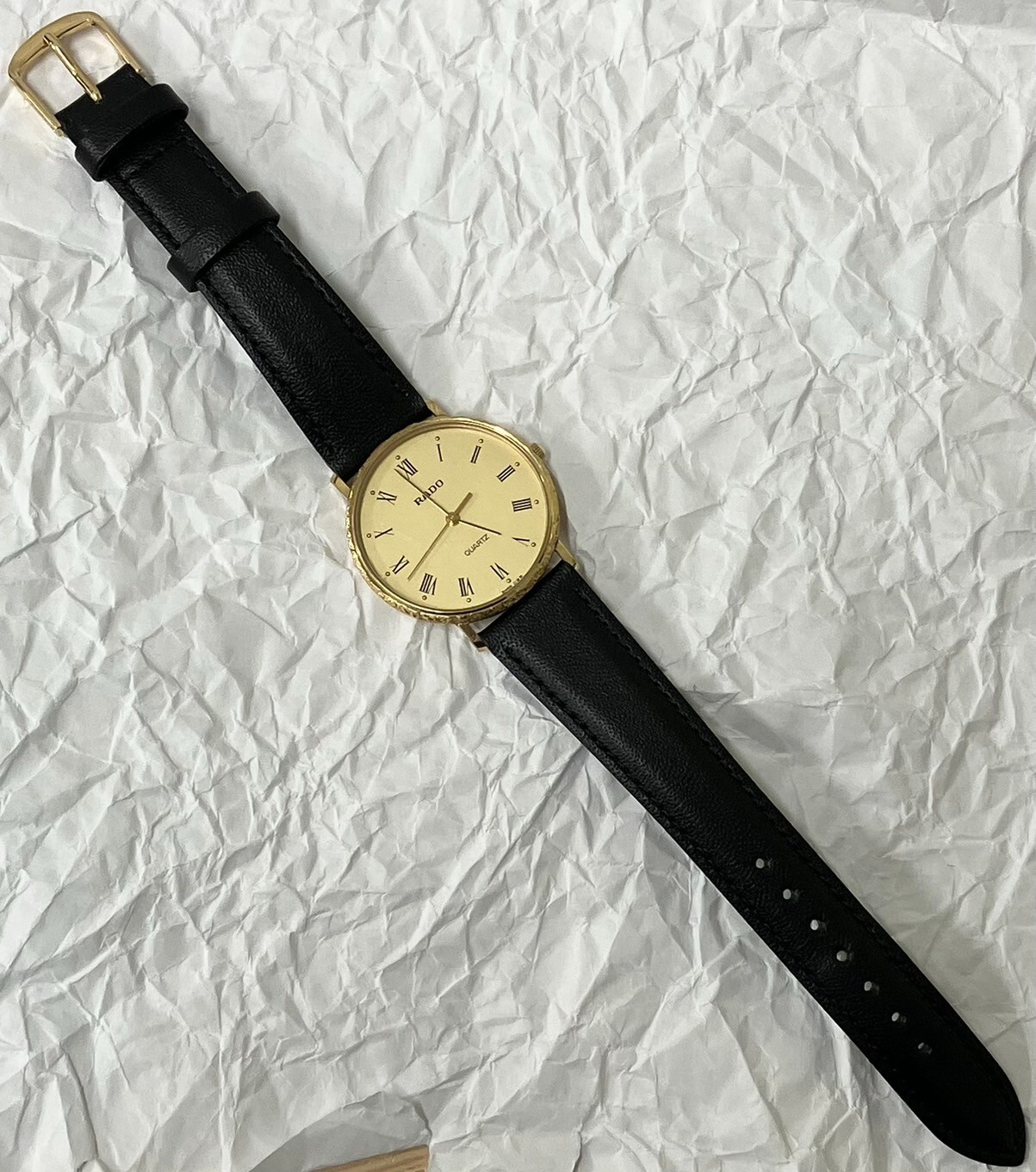 RADO men's watch 110.5338 quartz gold x black unisex free shipping from Japan