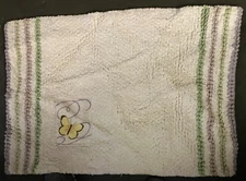99% Cotton Throw Rug with embroidered butterfly patch approximately 28”x20"