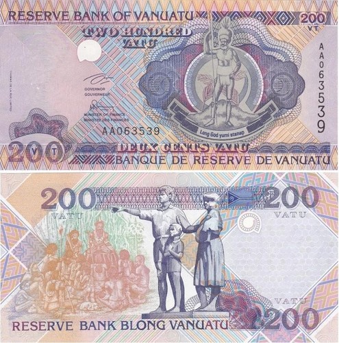 Vanuatu - 5 pcs х 200 Vatu 1995 UNC P. 8a serie AA Lemberg-Zp - Picture 2 of 2