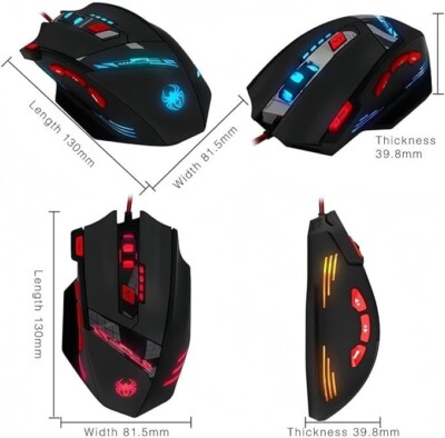zelotes T90 Oyun Faresi 9200 DPI, 8 Programlanabilir Düğme Çok Modlu LED Işıklar