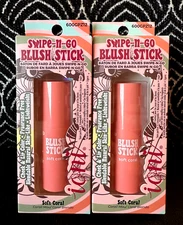 2pk IONI HOTEL CALIFORNIA SWIPE N GO SOFT CORAL 2 IN 1 CHEEK BLUSH & LIP STICK