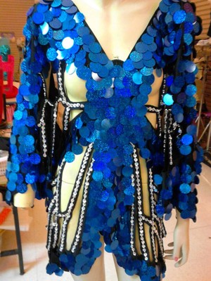 silver Sequin Cover up Drag Queen butterfly Dance dress