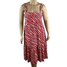 Michael Michael Kors Zebra Print Midi Dress Red Sleeveless Ruffle Hem Size XL
