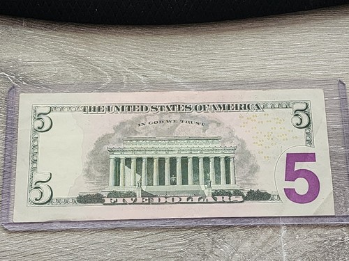 $5 Five Dollar Bill Star Note D District 2013 NUMERO DI SERIE BASSO SOLO 320K CORSA - Foto 10 di 17