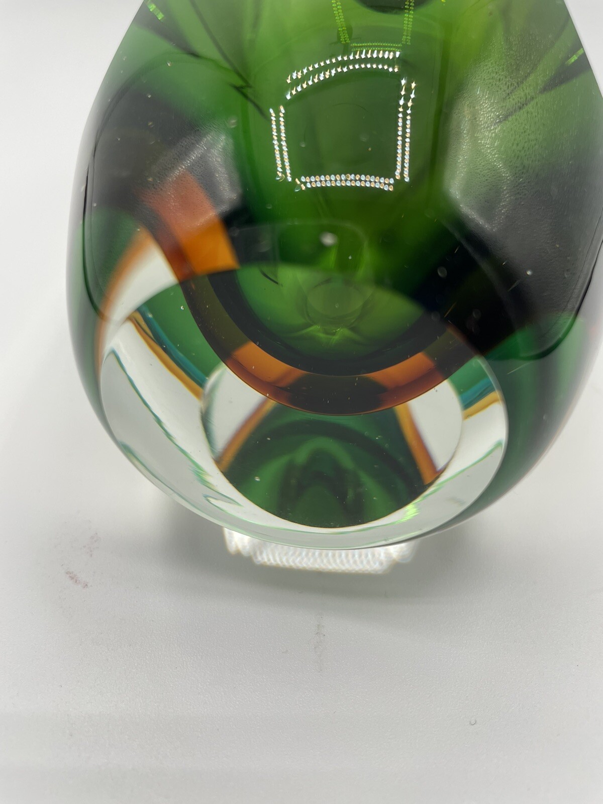 Vintage Murano Sommerso Vase Emerald Tangerine 5.5” Faceted eBay