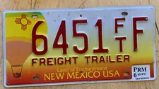 NEW MEXICO HOT AIR BALLOON GRAPHIC FREIGHT TRAILER LICENSE PLATE " 6451 FTF " NM
