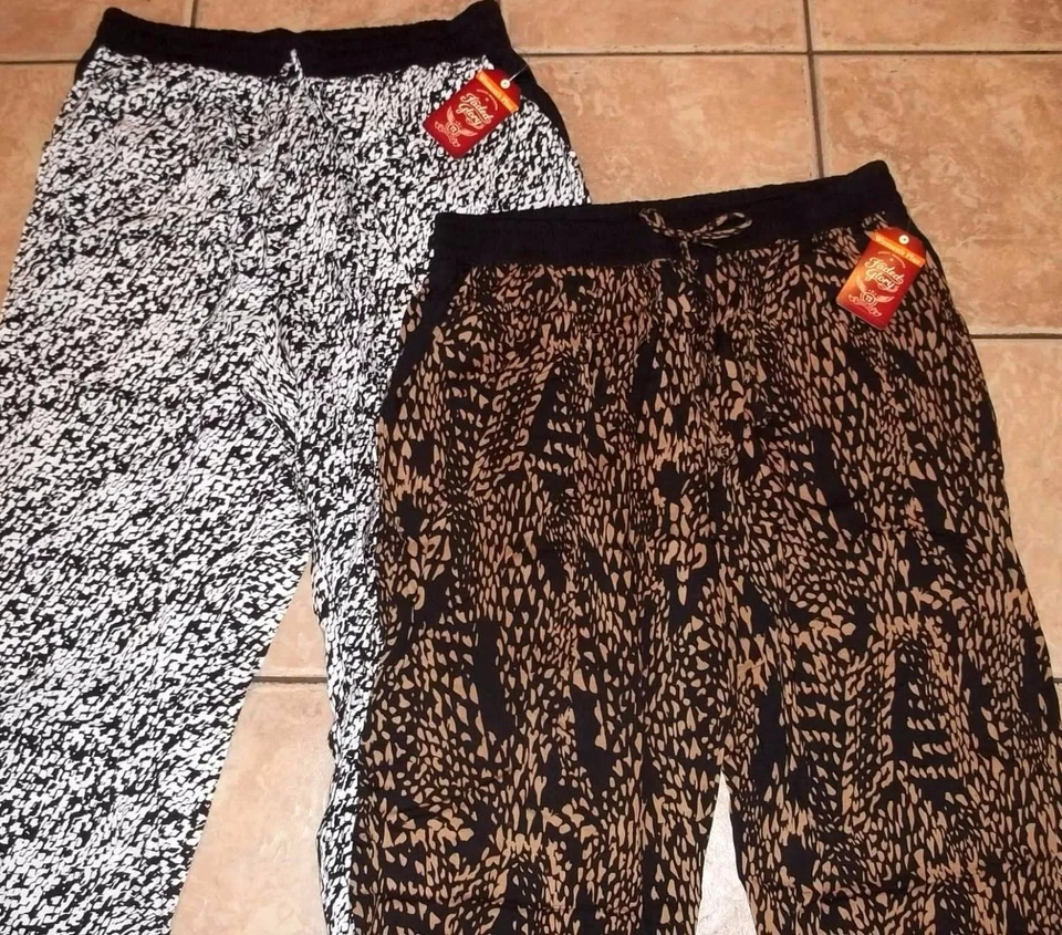 Womens Plus FADED GLORY Soft PANTS~NEW sz 1X 2X 3X 4X~Elastic~Harem Black Brown - Image 2 of 2