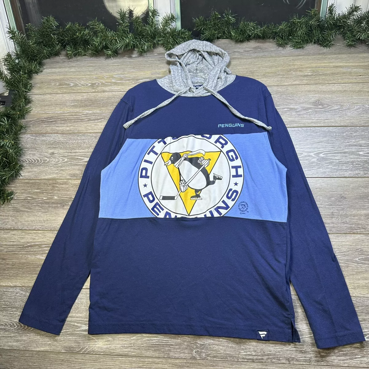 Pittsburgh Penguins NHL Light Blue Hooded Sweatshirt, Size X-Large