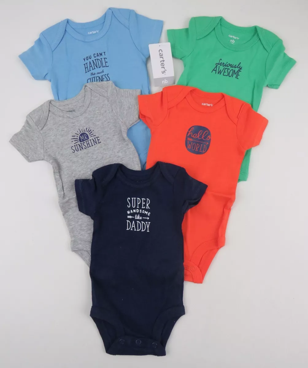 Carter s 5 Pack Baby Boy Slogan Short Sleeve Body Suits Diaper