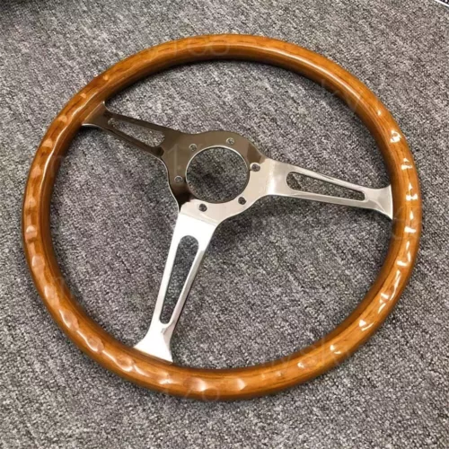 NARDI Classic 370mm Car Steering Wheel Wood with ND Horn Chrome bracket - Picture 5 of 7