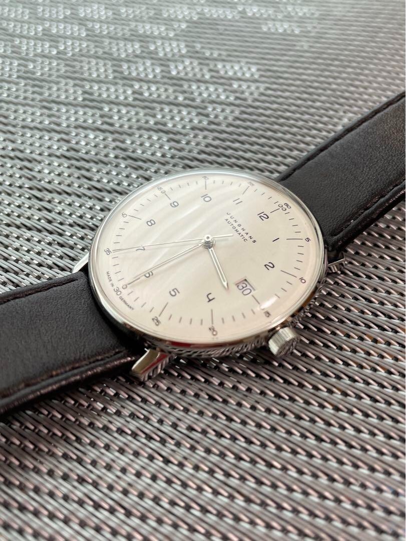 JUNGHANS Max Bill 027 4700.00 Automatic Date SS Calfskin 38 mm Men's rare - Picture 4 of 10