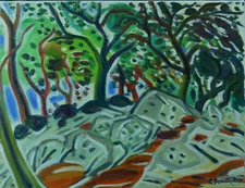 Beautiful Modern Synthetic Seaside Landscape Painting Signed Bonin Pissarro Hst