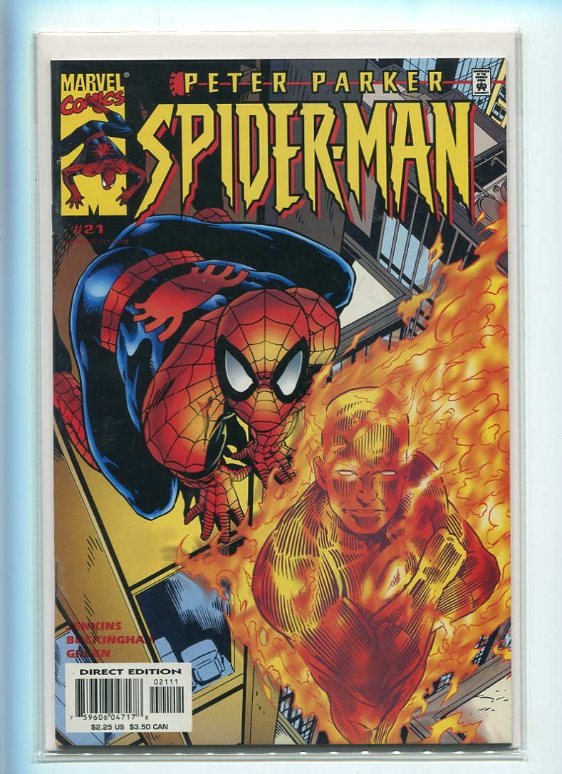 PETER PARKER SPIDERMAN #21 NM 9.4 GREAT HUMAN TORCH COVER | eBay